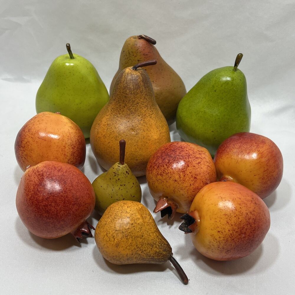 Faux Fruit Pears & Pomegranates Set of 11 Fall Thanksgiving Autum Decor